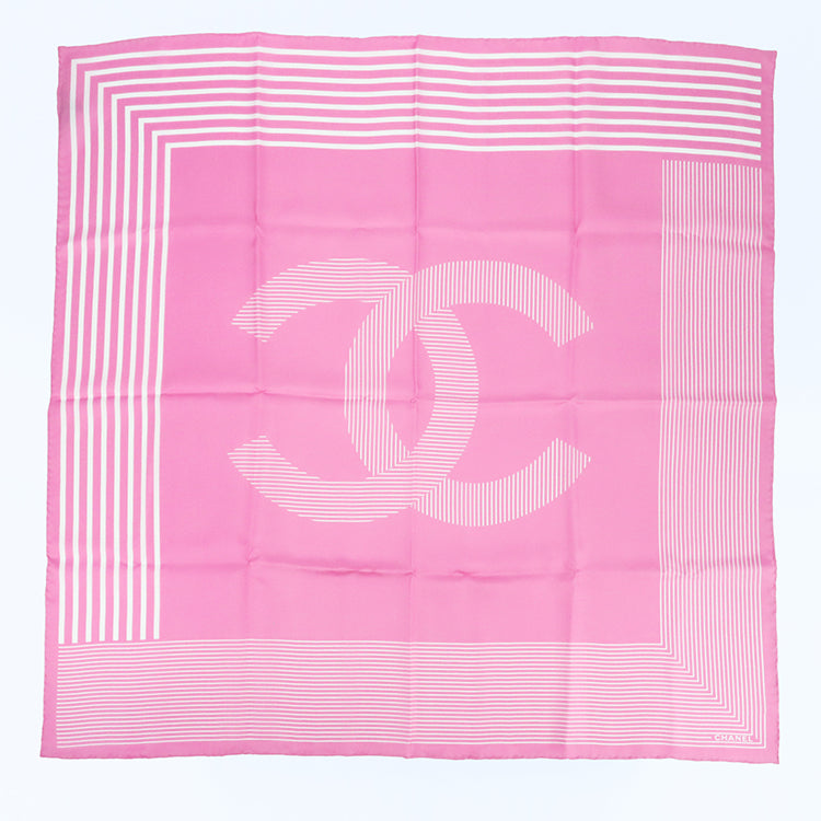 美品】ヴィンテージCHANEL/シャネルスカーフ シルク100％ ピンク 