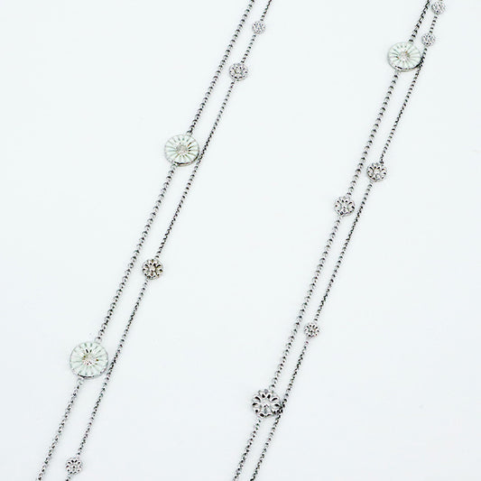 デイジーフラワー ロングネックレス2連